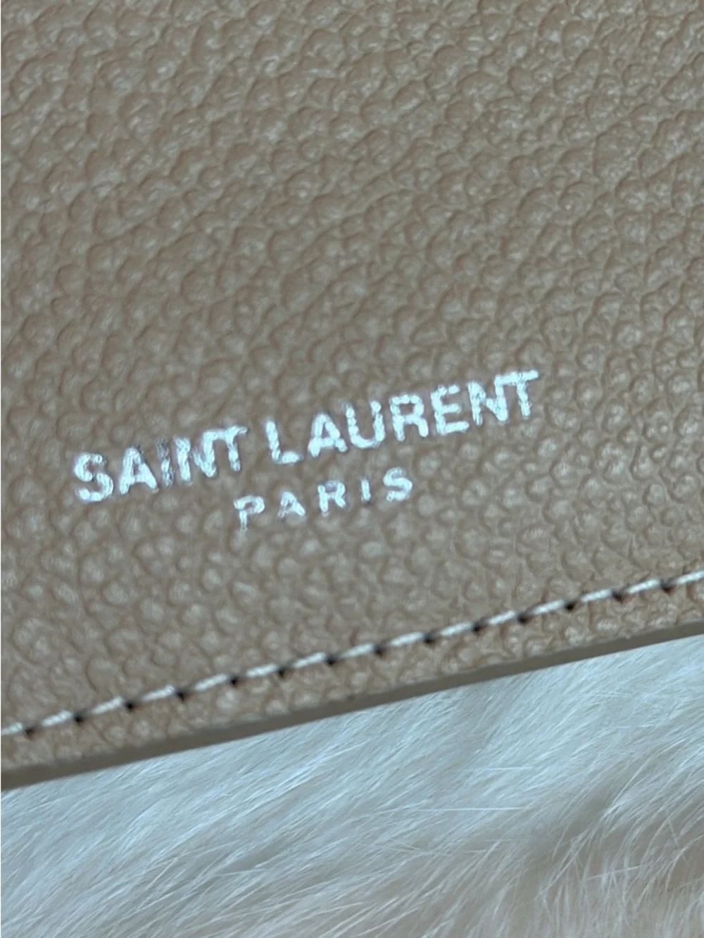 Authentic Saint Laurent Tan Leather Zip Holder Silver Fragments zipped card case